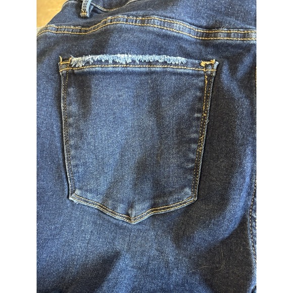 Risen Women's 3X Stretch Wide Leg Jeans Distressed Ragged Edge Plus  Dark Wash - Picture 7 of 13